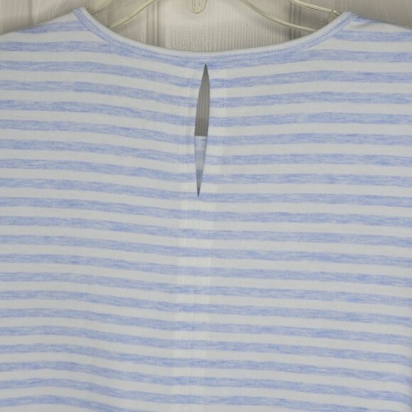 St. John's Bay Petite M Blue White Striped SS Pockets Stretch Knee Length Dress - Picture 5 of 6